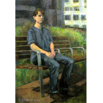 Poet in the Park (Ivor Duncan) - Oil on canvas by Sharon Low