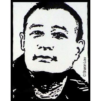 Donald - Linocut relief print by Sharon Low 2013